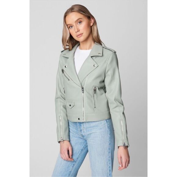 Blank NYC Vegan Leather Jacket in Sage Green Size M NWOT - Picture 1 of 16